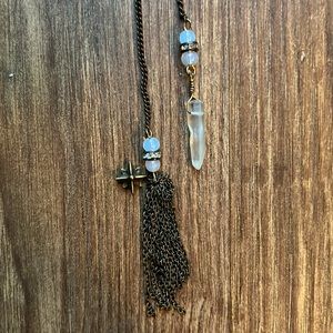 Ettika Moonstone and Crystal Lariat Necklace